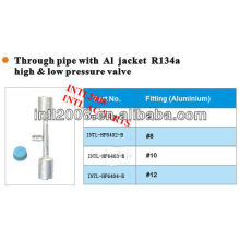 universal auto air conditioning beadlock hose fitting crimp on fitting hose fitting hose splice #8 with R134a severice port