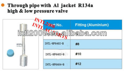 universal auto air conditioning beadlock hose fitting crimp on fitting hose splice #10 with R134a service port
