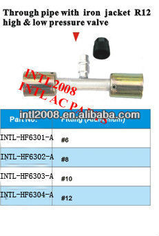 Universal auto air conditioner hose fitting hose spice beadlock hose fitting beadlock crimp on fitting with R12 service port