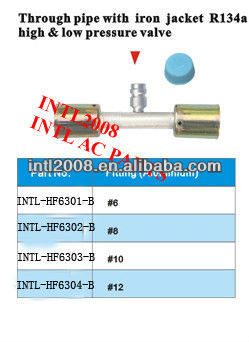 auto air conditioning beadlock hose fitting hose splice crimp on fitting #8 with R134a service port