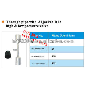 Universal auto air conditioning hose fitting AC beadlock crimp on fitting hose splice with R12 service port