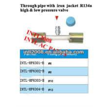 auto air conditioning beadlock hose fitting crimp on fitting hose splice with R134 a service port #12