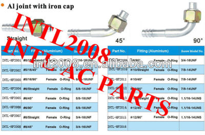 Auto AC Barb hose Fitting crimp on fitting hose connector auto air conditioner #5 straight female R12 O-ring
