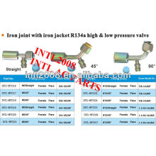 iron auto air conditioning beadlock hose fitting crimp on fitting hose connector with R134a service port #8 45 degree