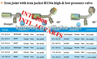 auto air conditioning hose fitting AC beadlock hose fitting crimp on fitting hose splice with R134a service port