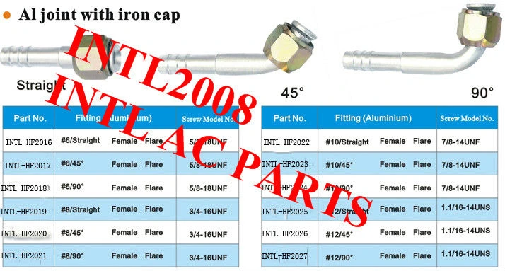 female flare standard Oring Hose/ coupling Barb Fittings with aluminum jacket iron cap