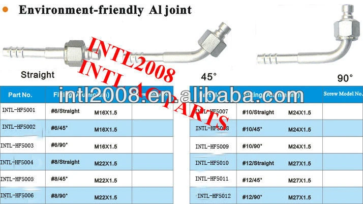 standard Oring Hose coupling/R134a Barb Fittings with aluminum jacket