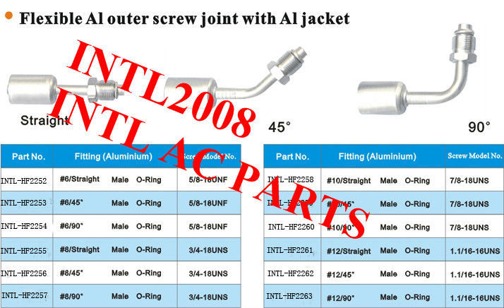 #8 straight R12 Oring beadlock hose fitting /connector/coupling with AL jacket cap for wholesale and retail
