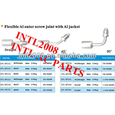 #8 90 degree R12 Oring beadlock hose fitting /connector/coupling with AL jacket cap