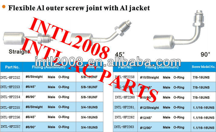 R12 Aluminum air conditioning A/C beadlock hose fitting crimp on fitting hose connector #10 straight male O-ring