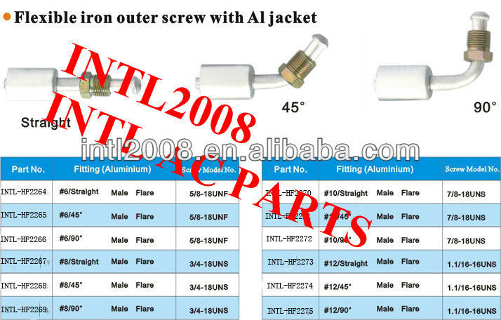 #6 straight male beadlock hose fitting /connector/coupling with iron outer screw AL jacket for wholesale and retail