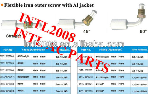 #8 45 degree male beadlock hose fitting /connector/coupling with iron outer screw AL jacket