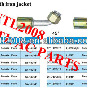 #6 90 degree female flare beadlock hose fittings /connector/coupling with AL Joint iron jacket for wholesale and retail