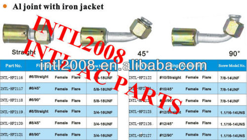 #8 45 degree female flare beadlock hose fittings /connector/coupling with AL Joint iron jacket for wholesale and retail
