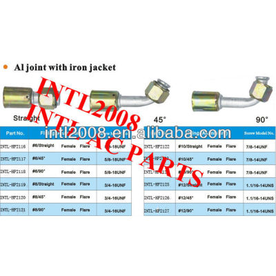 Auto air conditioning beadlock hose fitting hose connecter crimp on fitting Aluminum #12 45 degree female flare