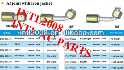 #12 90 degree female flare beadlock hose fittings /connector/coupling with AL Joint iron jacket for wholesale and retail