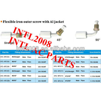 #10 straight male beadlock hose fitting /connector/coupling with iron outer screw AL jacket