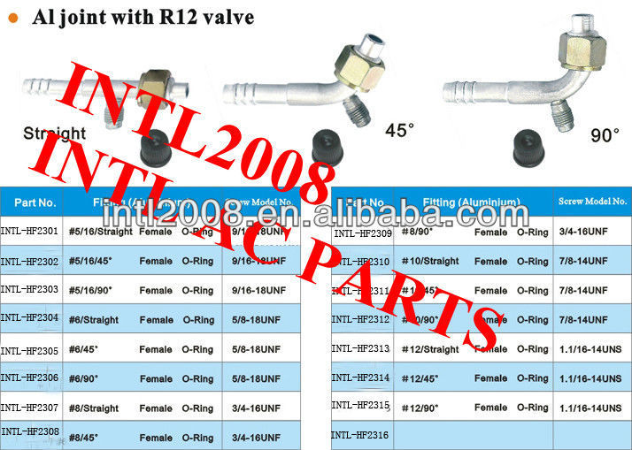 #5 45 degree female oring barb hose fitting /connector/coupling with Al joint R12 value for wholesale and retail