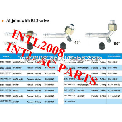 #6 45 degree female oring barb hose fitting /connector/coupling with Al joint R12 value