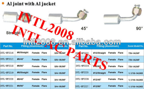 #12 straight female flare beadlock hose fitting /quick joint /connector/coupling with AL jacket cap