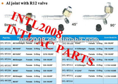 Auto AC Barb hose Fitting crimp on fitting hose connector auto air conditioner #10 45 Degree