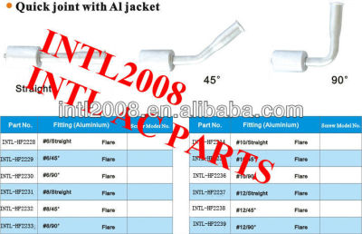 #12 45 degree aluminum auto air conditioning hose fitting beadlock hose fitting AC beadlock fitting crimp on fitting