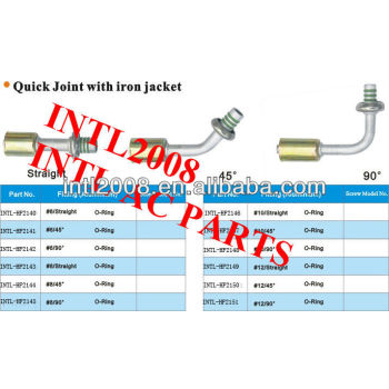 #8 45 degree Oring beadlock fitting quick joint /connector/coupling with iron jacket cap for wholesale and retail