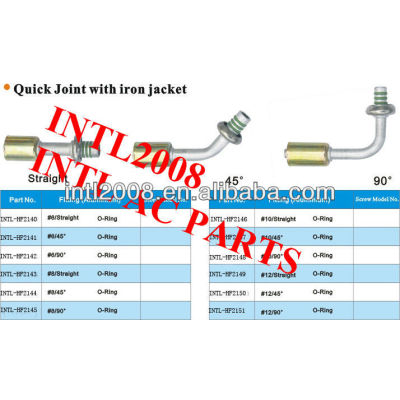 #12 straight 180 degree aluminum auto air conditioning hose fitting beadlock hose fitting AC beadlock fitting crimp on fitting