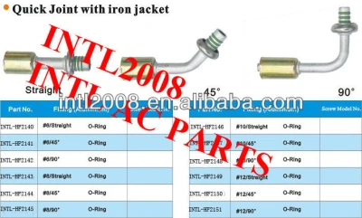 #12 straight 180 degree aluminum auto air conditioning hose fitting beadlock hose fitting AC beadlock fitting crimp on fitting