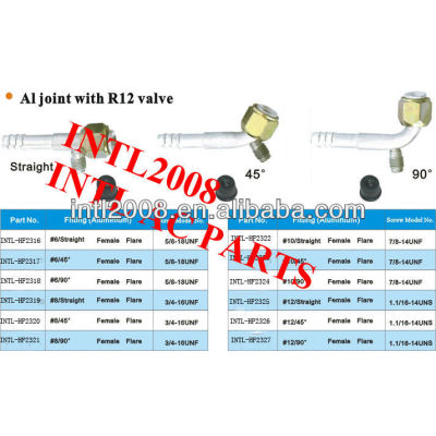 #8 90 degree female flare barb hose fitting /connector/coupling with Al joint R12 value