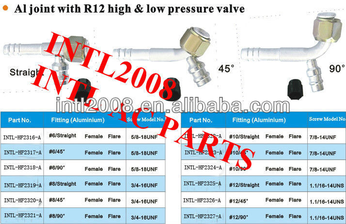 universal use auto air conditioning hose fitting hose barb fitting AC barb fitting hose splicer with R12 service port
