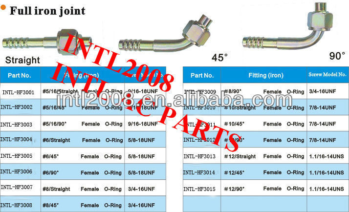 female O-ring barb hose fitting /connector/coupling with full iron joint