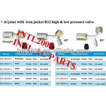 female flare beadlock hose fitting /connector/coupling with Al joint Iron Jacket R12 high and low pressure value