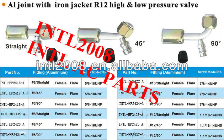 female flare beadlock hose fitting /connector/coupling with Al joint Iron Jacket R12 high and low pressure value