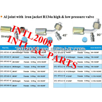 female oring beadlock hose fitting /connector/coupling with Al joint Iron Jacket R134a high and low pressure value