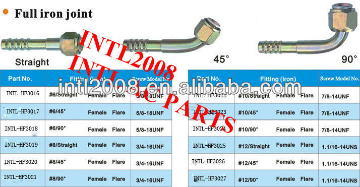 female flare barb hose fitting /connector/coupling with full Iron joint