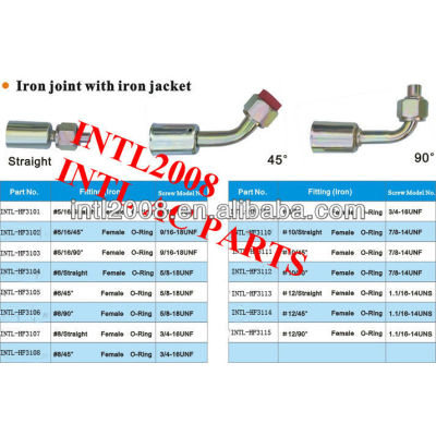 female O-ring barb hose fitting /connector/coupling with Al joint and Iron Jacket