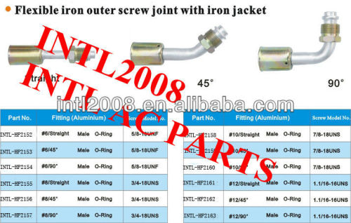 #8 straight male Oring R12 beadlock hose fitting /quick joint /connector/coupling with iron jacket cap
