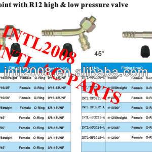 Feminino Oring mangueira montagem / conector / acoplamento com ferro de alta e baixa pressão conjunta R12 válvula para atacado e varejo