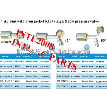 female flare beadlock hose fitting /connector/coupling with Al joint Iron Jacket R134a high and low pressure value
