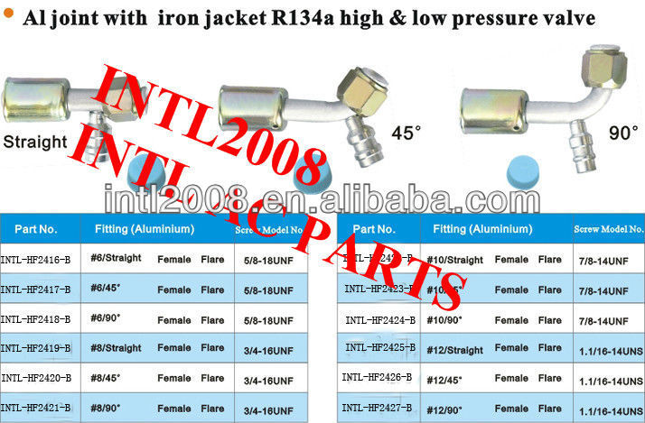 female flare beadlock hose fitting /connector/coupling with Al joint Iron Jacket R134a high and low pressure value