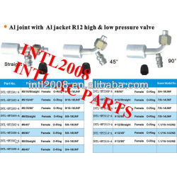 INTL-HF2502-A female oring beadlock hose fitting /connector/coupling with Al joint AL Jacket R12 high and low pressure value