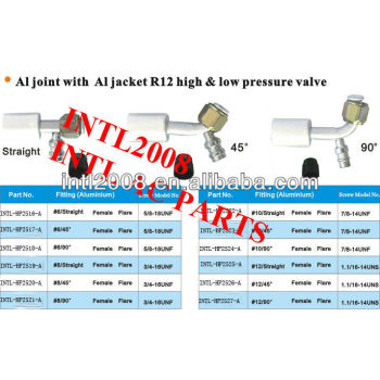 female FLARE beadlock hose fitting /connector/coupling with Al joint AL Jacket R12 high and low pressure value