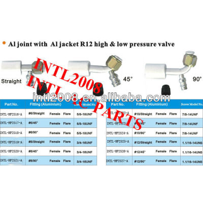 female FLARE beadlock hose fitting /connector/coupling with Al joint AL Jacket R12 high and low pressure value