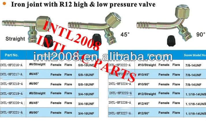 Auto air conditioning hose barb fitting hose connector #8 90 degree male flare