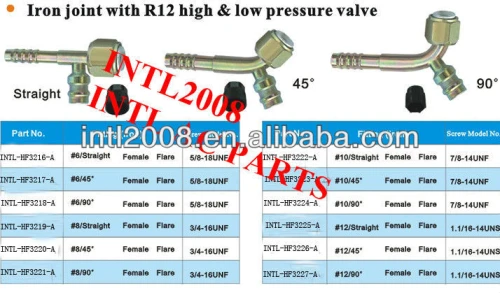 Auto air conditioning hose barb fitting hose connector #8 90 degree male flare