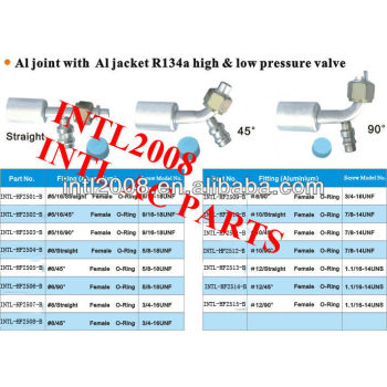 female O-ring beadlock hose fitting /connector/coupling with Al joint AL Jacket R134a high and low pressure value