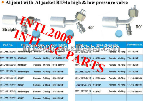 female O-ring beadlock hose fitting /connector/coupling with Al joint AL Jacket R134a high and low pressure value