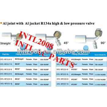 female flare beadlock hose fitting /connector/coupling with Al joint AL Jacket R134a high and low pressure value