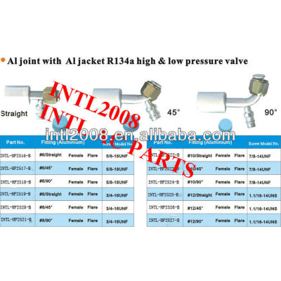 female flare beadlock hose fitting /connector/coupling with Al joint AL Jacket R134a high and low pressure value